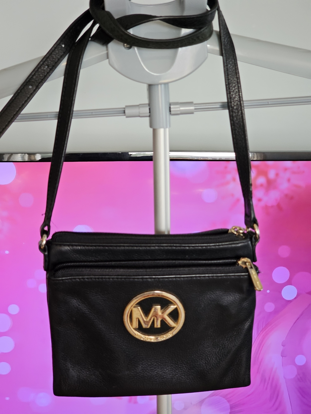 ❗️ MICHAEL KORS FULTON  Black Leather Crossbody Bag  ❗️
